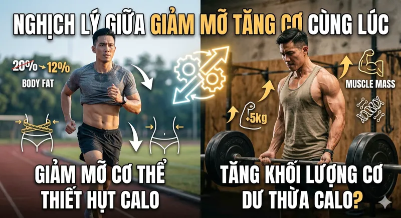 NGHỊCH LÝ GIỮA GIẢM MỠ TĂNG CƠ CÙNG LÚC